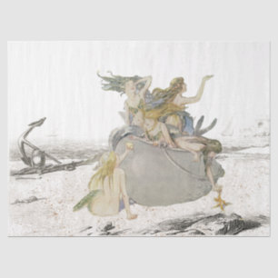 Papier Mousseline Mermaid Vintage Decoupage Plage Starfish Ocean Ti