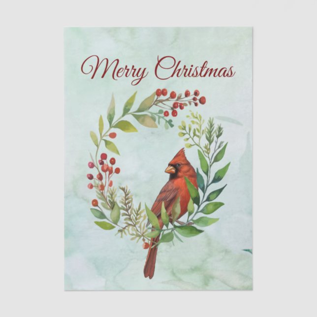 Papier Mousseline Merry Christmas Classic Cardinal  (Recto)