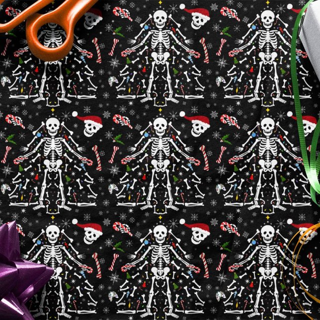 Papier Mousseline Merry Christmas Tree Skeleton Pattern (Créateur téléchargé)