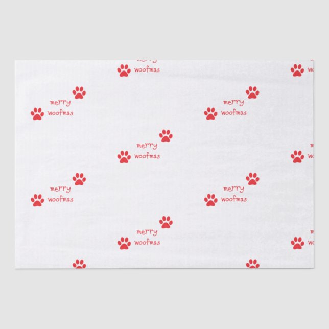 Papier Mousseline Merry Woofmas Empreinte de patte Red Statement (Recto)
