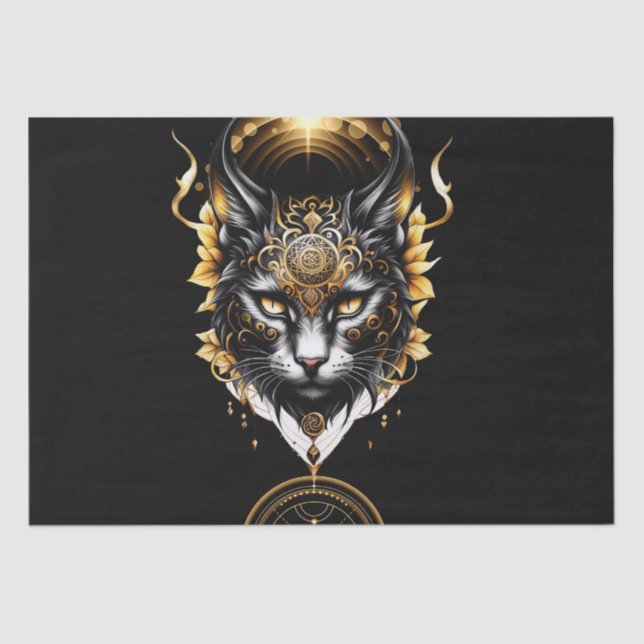 Papier Mousseline Merveilleux chat noir. (Recto)