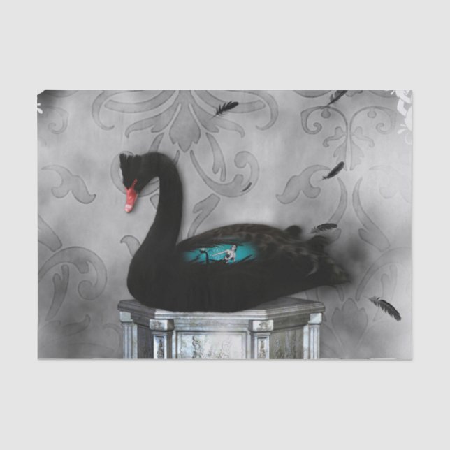 Papier Mousseline Merveilleux cygne noir avec sirène noire (Recto)