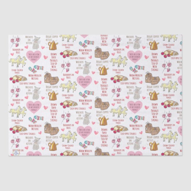 Papier Mousseline Mes Choses préférées Cosy Noël Illustré main (Recto)