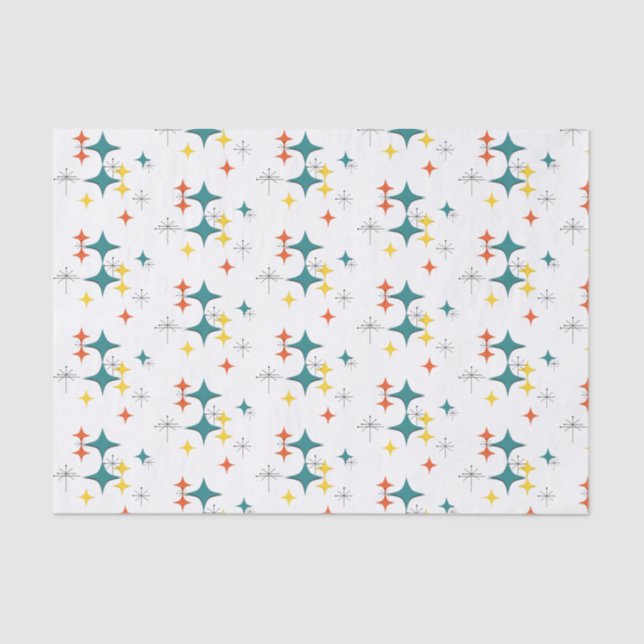 Papier Mousseline Mi-siècle moderne de l'ère atomique Starbursts Tur (Recto)