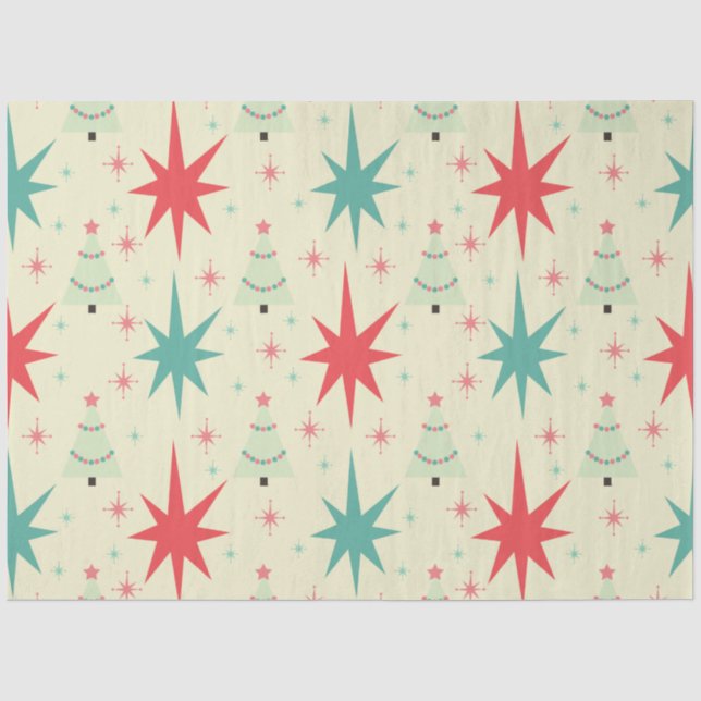 Papier Mousseline Mi-siècle Moderne Motif de Noël Papier Tissu (Recto)