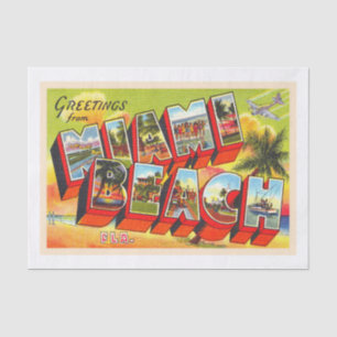 Papier Mousseline Miami Beach Florida Vintage grande lettre carte po
