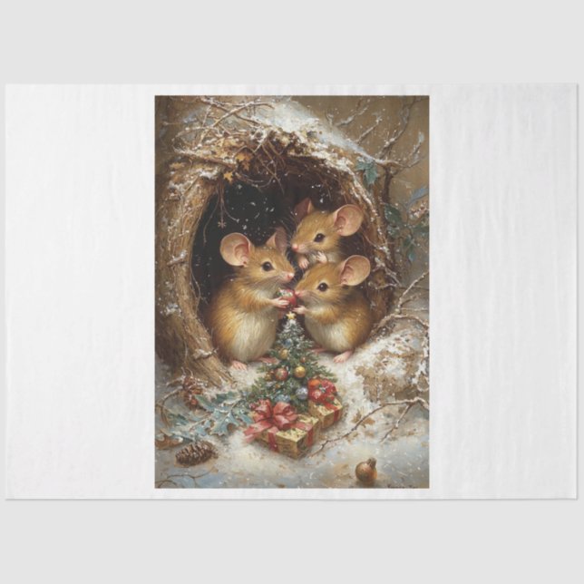 Papier Mousseline Mice de Noël (Recto)