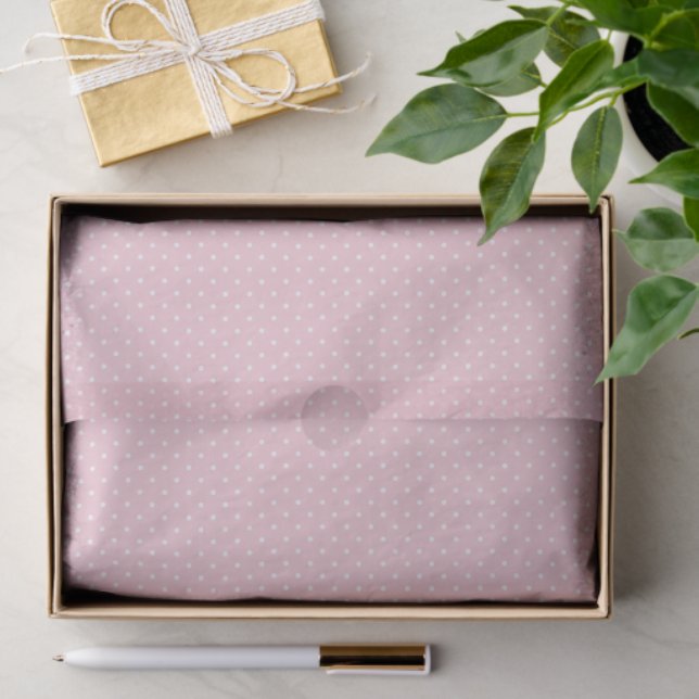Papier Mousseline Micro Polka Dot White - Pink (Cadeau)