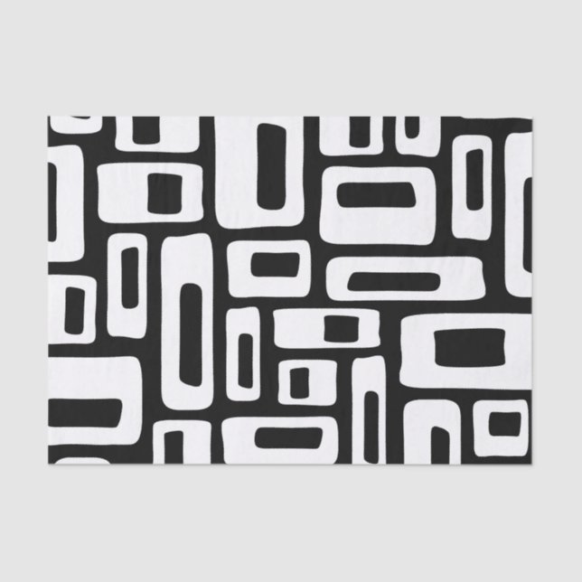 Papier Mousseline Mid-Century Abstrait Black & White Motif (Recto)