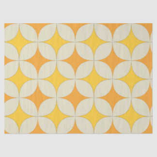 Papier Mousseline Mid Century Atomic starbursts in Orange Yellow
