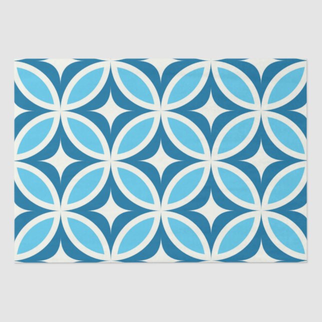 Papier Mousseline Mid siècle moderne géométrique Marine bleu (Recto)