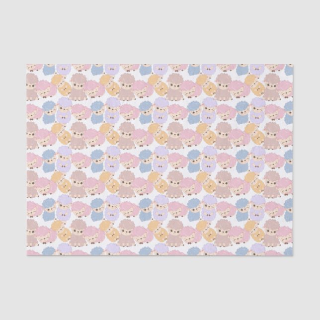 Papier Mousseline mignon baby shower carrelé petits agneaux  (Recto)