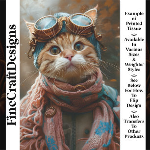 Papier Mousseline Mignon Chat Fantaisiste Lunettes Steampunk AY2 Déc