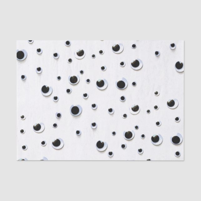 Papier Mousseline Mignon drôle noir et blanc de yeux écarquillés (Recto)