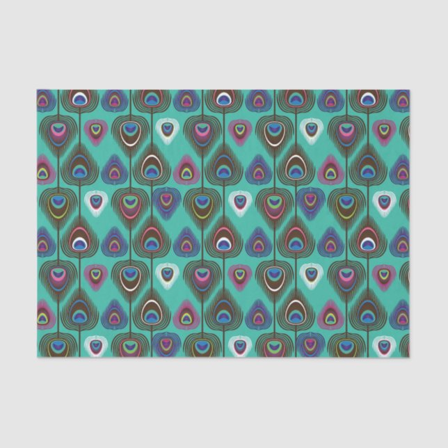 Papier Mousseline mignon motif en plumes de paon (Recto)