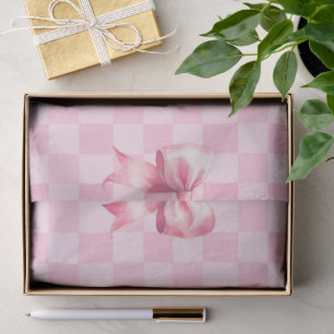 Papier Mousseline Mignon motif ruban rose et gingham pour petite fil