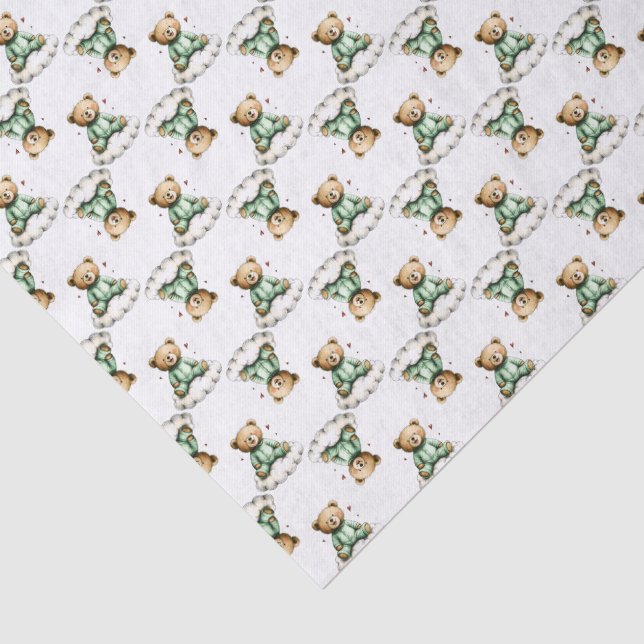 Papier Mousseline Mignon ours en peluche sur un nuage duveteux en py (Détail)
