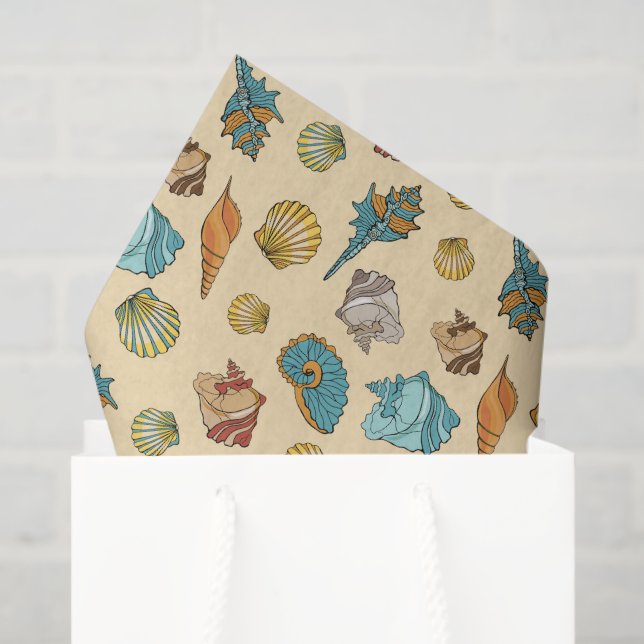 Papier Mousseline mignon plage motif (Sac cadeau)
