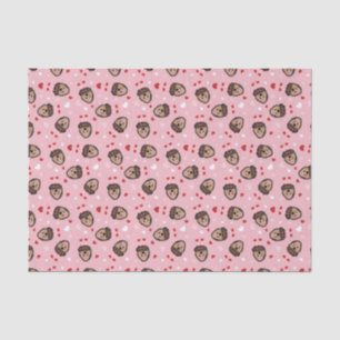 Papier Mousseline Mignonne amour chien rose rouge