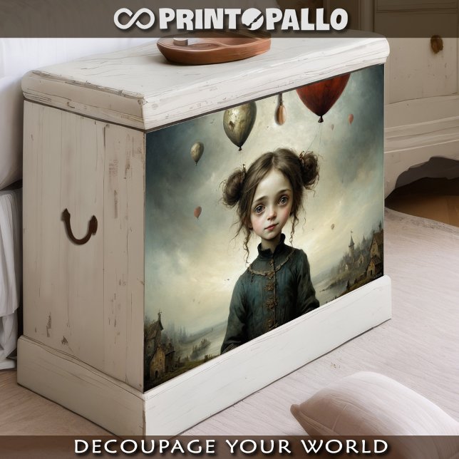 Papier Mousseline Mignonne fille dans un monde triste avec ballon d' (Créateur téléchargé)