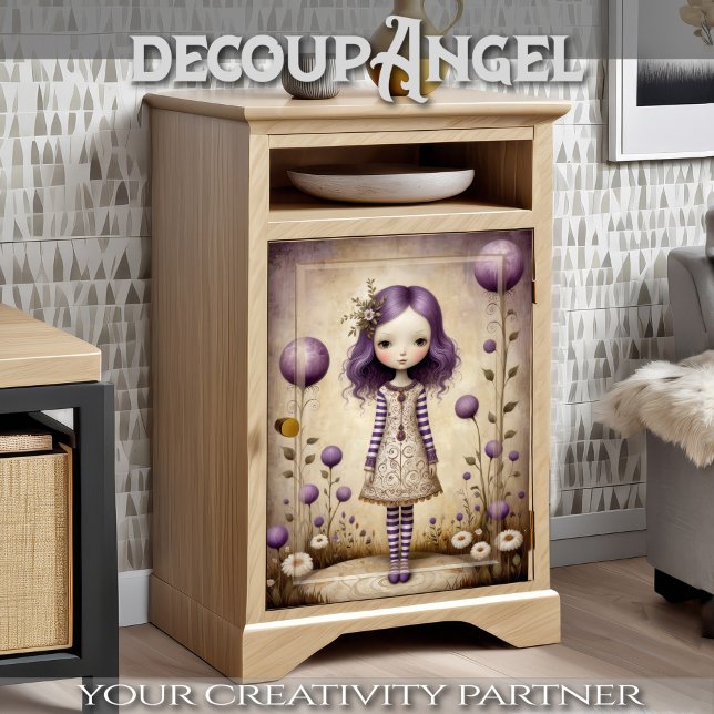 Papier Mousseline Mignonne fille en Lilac Découpage (Créateur téléchargé)