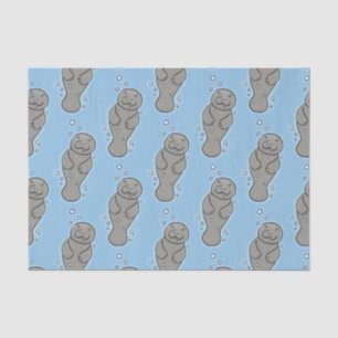 Papier Mousseline Mignonne manatée bébé avec bulles illustration