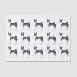 Papier Mousseline Mignonne Motif D'Un Chien Basenji En Noir Et Blanc