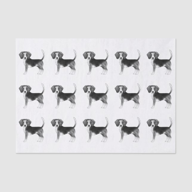 Papier Mousseline Mignonne Motif D'Un Chien Beagle En Noir Et Blanc (Recto)