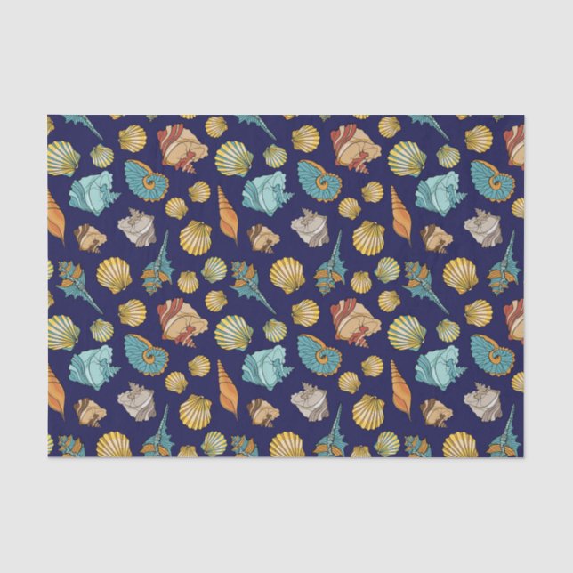 Papier Mousseline mignonne plage de coquillages carrelé motif (Recto)
