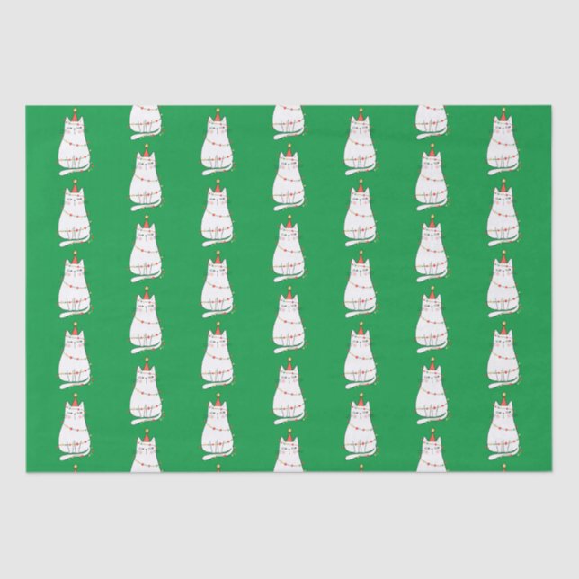 Papier Mousseline Mignonnes lampes de chat et de Noël (Recto)