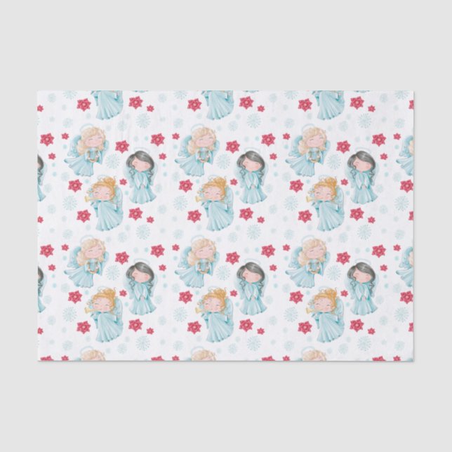 Papier Mousseline Mignons anges de Noël (Recto)