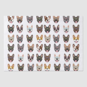 Papier Mousseline Mignons Bulldogs français portant des lunettes