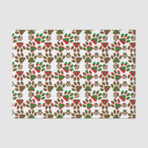Papier Mousseline Mignons Empreintes de pattes Rouge Vert Motif