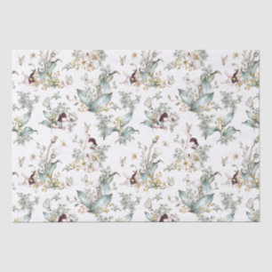 Papier Mousseline Mignons lapins vintage découpage floral