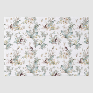Papier Mousseline Mignons lapins vintage découpage floral