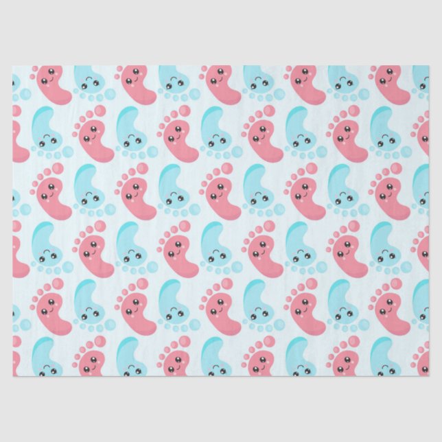 Papier Mousseline Mignons pieds bébé sexe révéler le tissu de la par (Recto)
