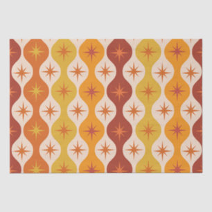 Papier Mousseline Milieu de siècle étoiles en explosion orange sur m