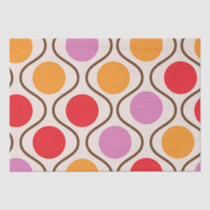 Papier Mousseline Milieu du siècle Orange, Rose et Rouge sur des for