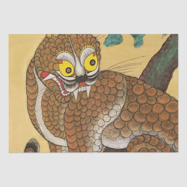 Papier Mousseline Minhwa coréen de Tigres laides (Recto)