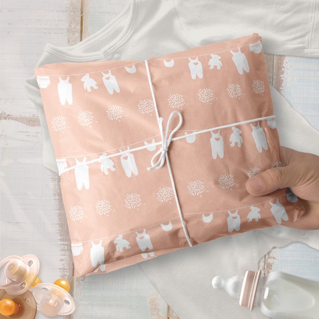 Papier Mousseline Mini-bébé rose vif Douche pour fille (Minimalist Blush Pink Soft Peach Baby Girl Shower Tissue Paper ©Susanne Sachers - Sunny Mind 🌞)