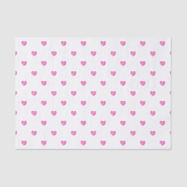 Papier Mousseline Mini Coeurs d'aquarelle rose (Recto)