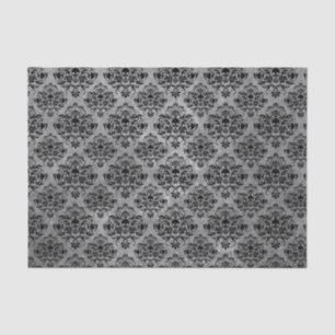 Papier Mousseline Mini gris fascinant de noir de motif de damassé de