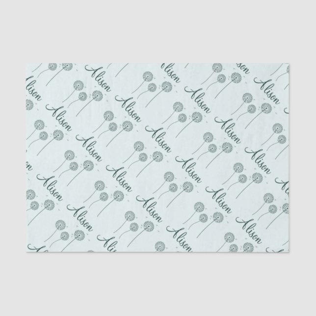 Papier Mousseline Mini Mint Blanc Dandelion Nom Cute Floral (Recto)
