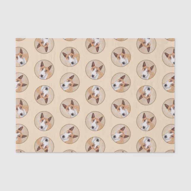 Papier Mousseline Miniature Bull Terrier Peinture Chien Art original (Recto)