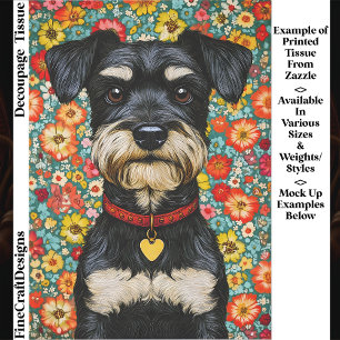 Papier Mousseline Miniature Schnauzer Chien, Coloré EX2 Découpage