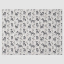 Miniature Schnauzer Sépia Toile de Jouy Vintage