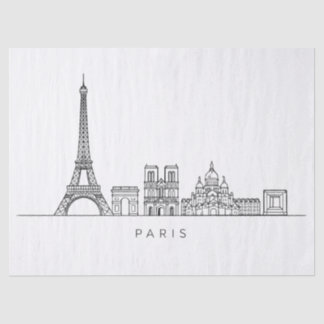 Papier Mousseline Minimalist Paris Skyline Line Art