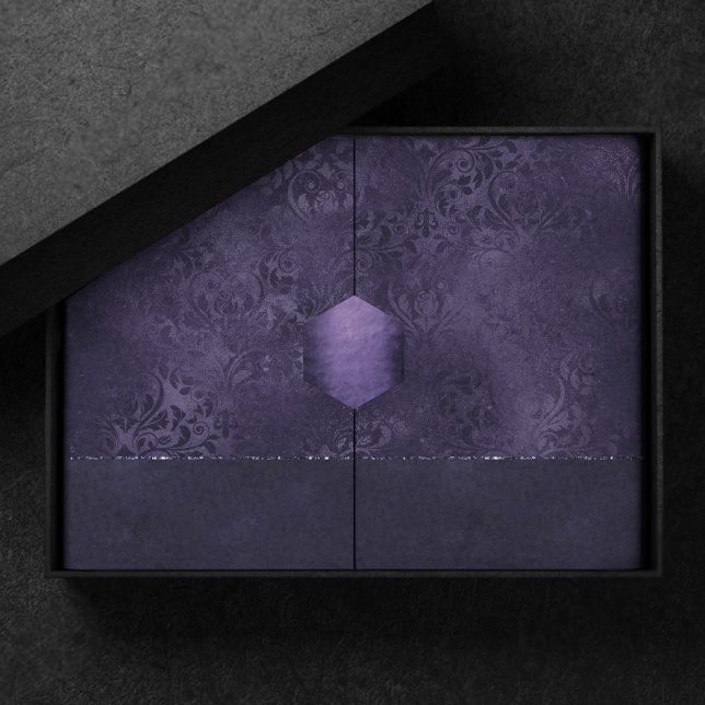 Papier Mousseline Minuit Indigo Romance | Satiny Grunge Damask (Créateur téléchargé)
