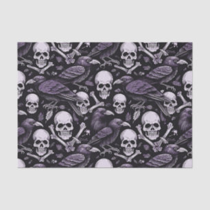 Papier Mousseline Minuit Macabre, Goth Crâne corbeau en violet