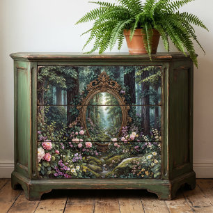 Papier Mousseline Miroir Orné d'Or Portail de la Forêt Mystique